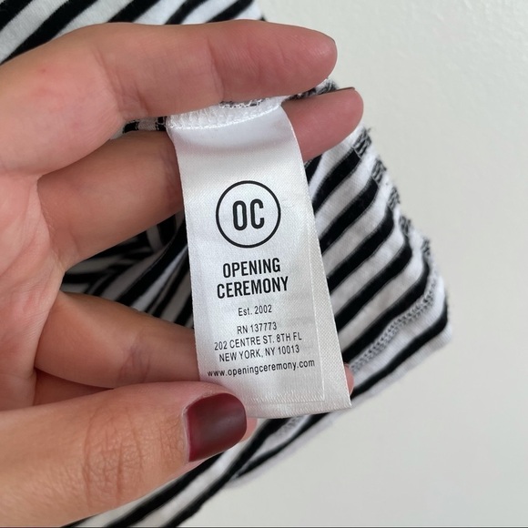 OPENING CEREMONY Intarsia striped ringer tee shirt cotton knit black white XS - Picture 8 of 10